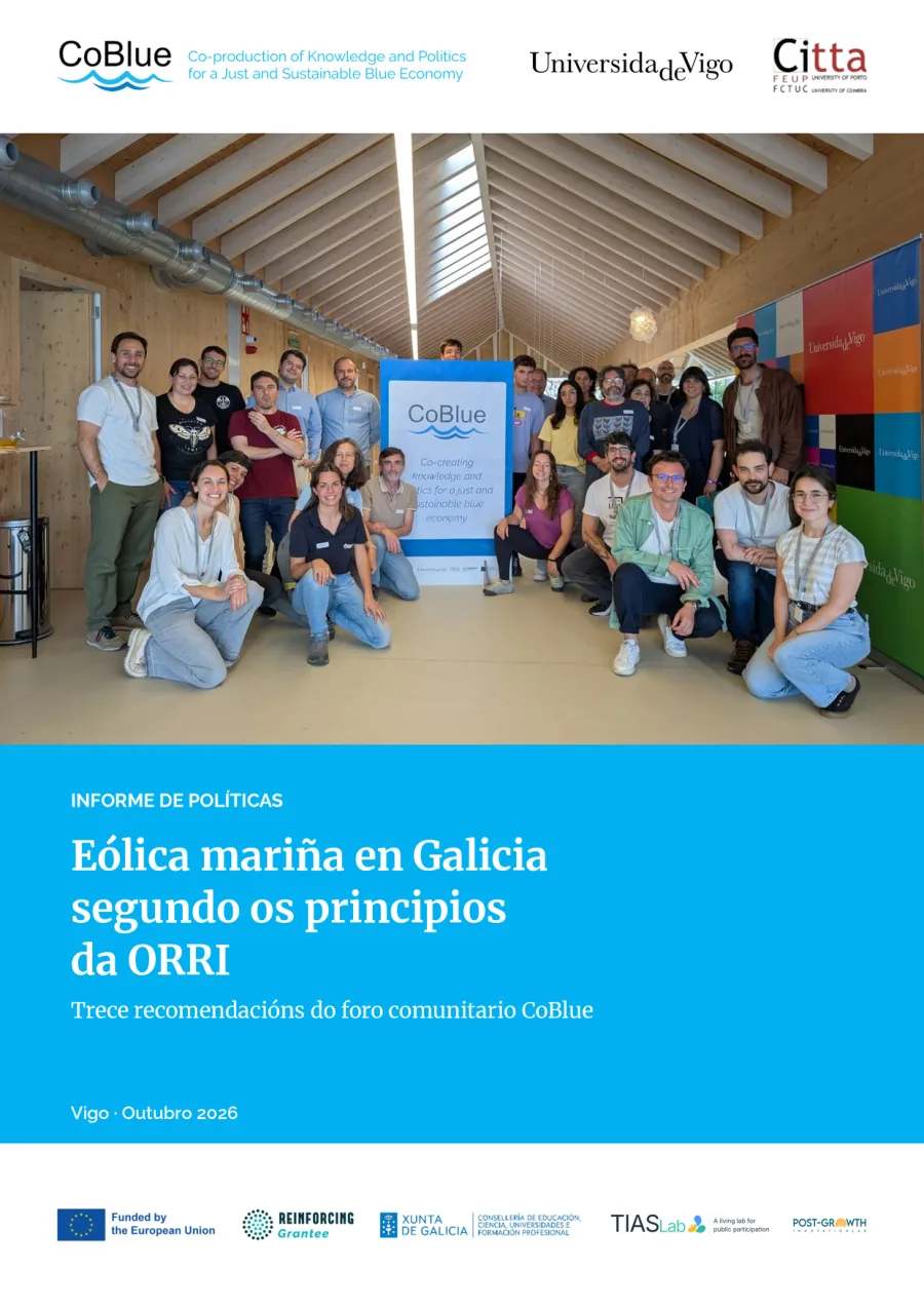 Eólica mariña en Galicia segundo os principios da ORRI. Trece recomendacións do foro comunitario CoBlue